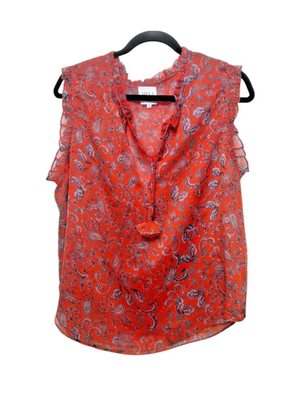 Misa Los Angeles Abril Blouse Top Sleeveless Aranciata Paisley Women's Size L - Picture 2 of 5